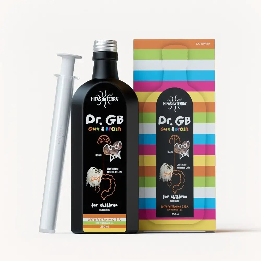Dr. GB (Gut & Brain) Kindersirup mit Reishi, Löwenmähne, Präbiotika und Vitamin C und A