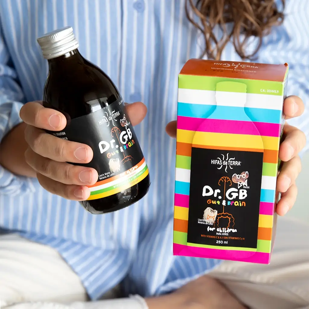 Dr. GB (Gut & Brain) Kindersirup mit Reishi, Löwenmähne, Präbiotika und Vitamin C und A