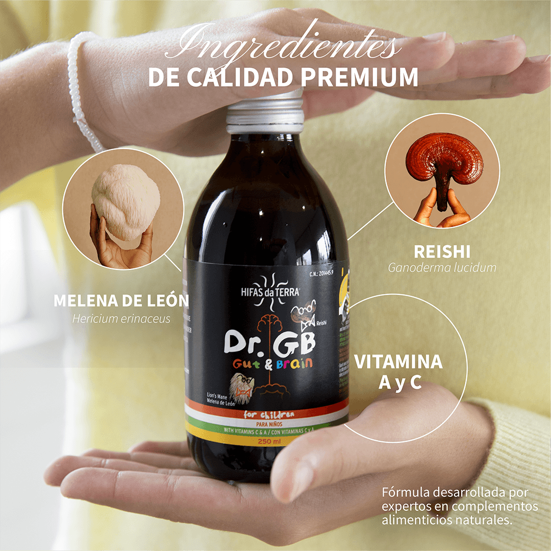 Dr. GB (Gut & Brain) Kindersirup mit Reishi, Löwenmähne, Präbiotika und Vitamin C und A