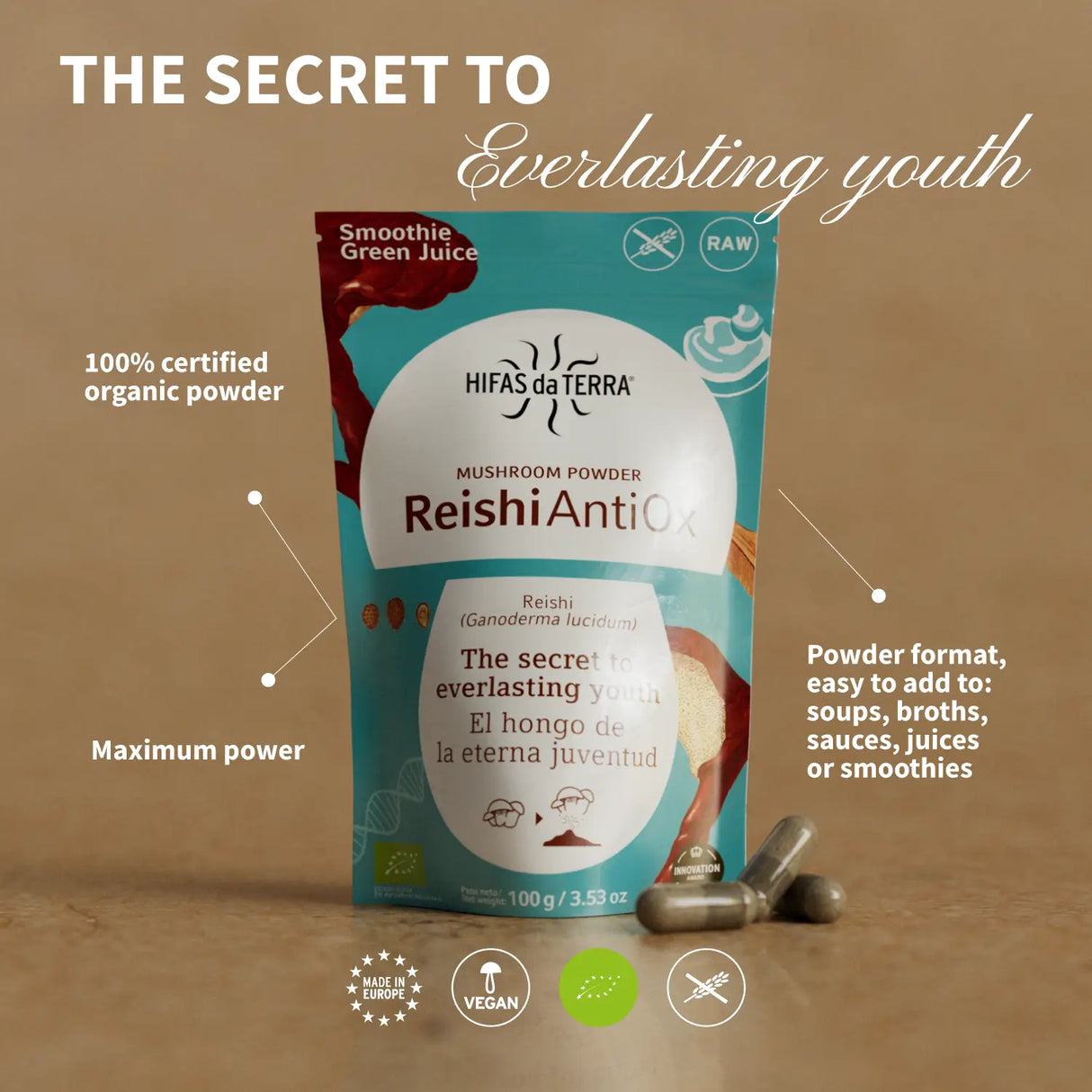 Reishi Antiox 100% Bio-Reishi-Pulver