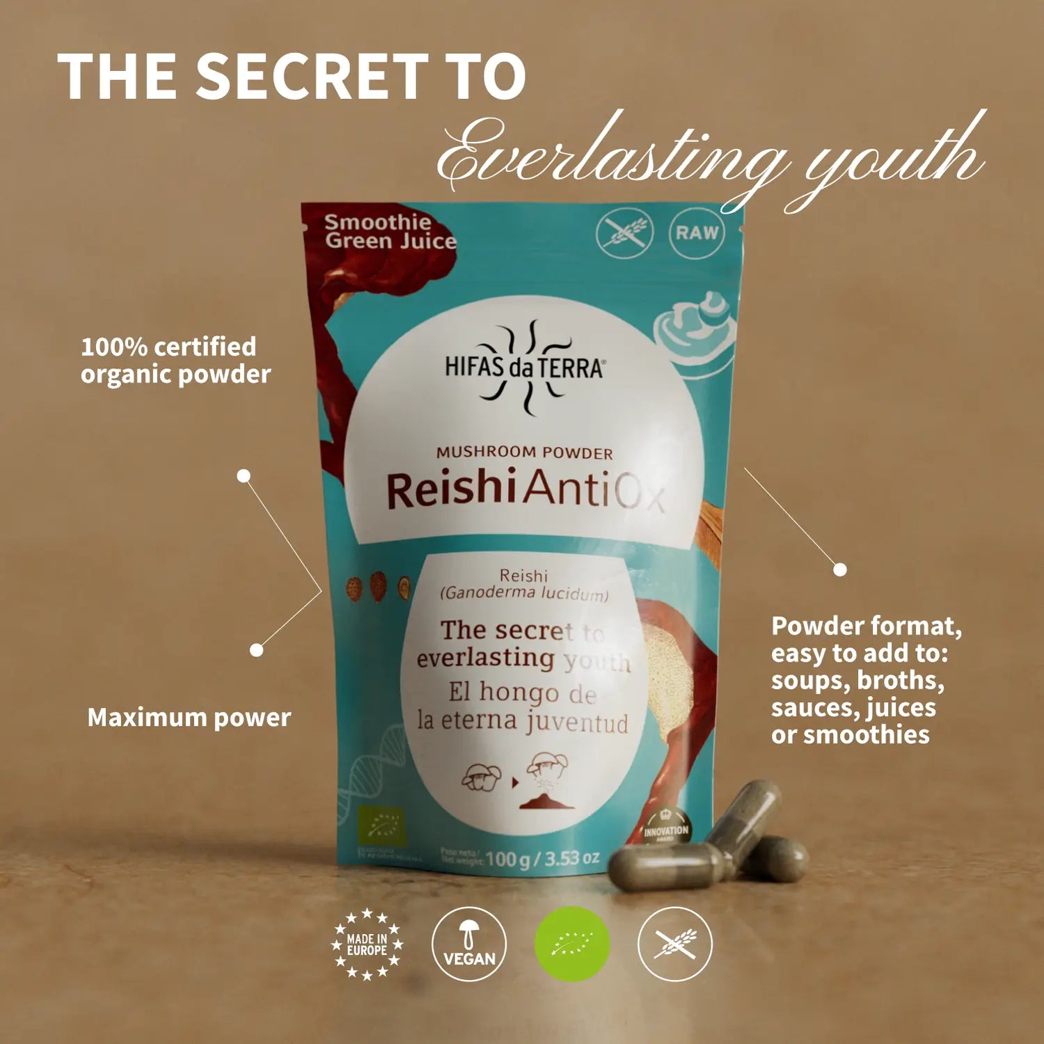 Reishi Antiox 100% Bio-Reishi-Pulver