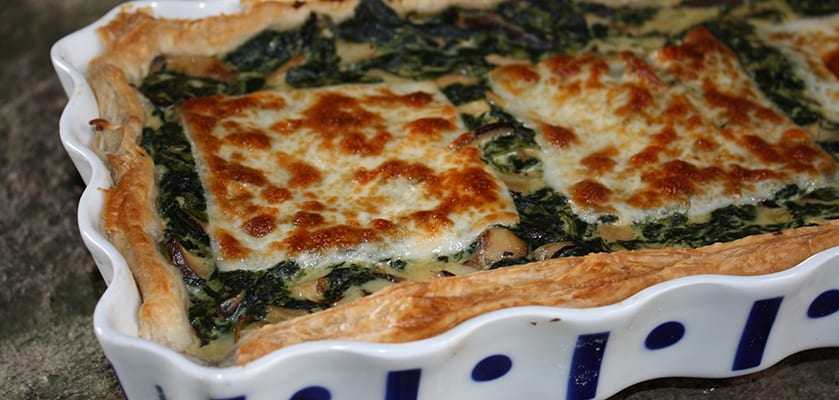 Quiche de Shiitake y Seta de cardo con espinacas