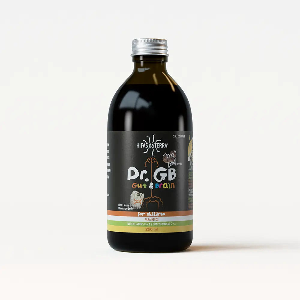 Dr. GB (Gut & Brain) Kindersirup mit Reishi, Löwenmähne, Präbiotika und Vitamin C und A