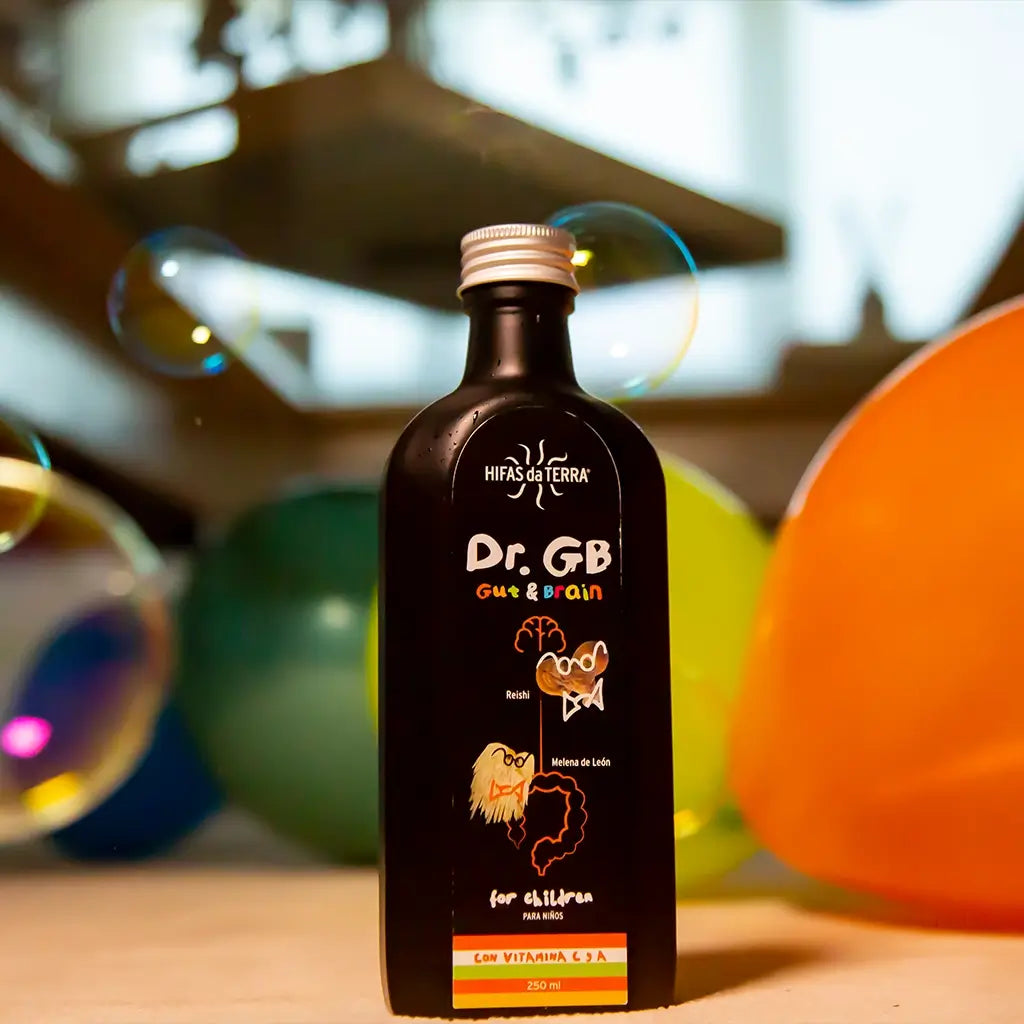 Dr. GB (Gut & Brain) Kindersirup mit Reishi, Löwenmähne, Präbiotika und Vitamin C und A