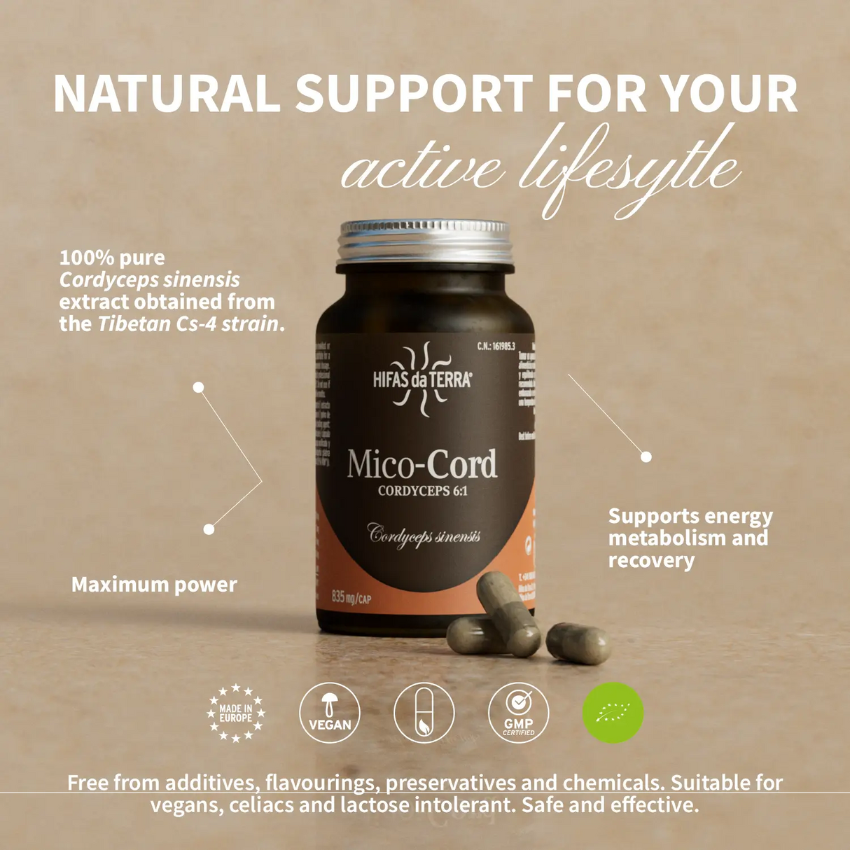Mico-Cord - 100% Reine Bio-Cordyceps-Kapseln