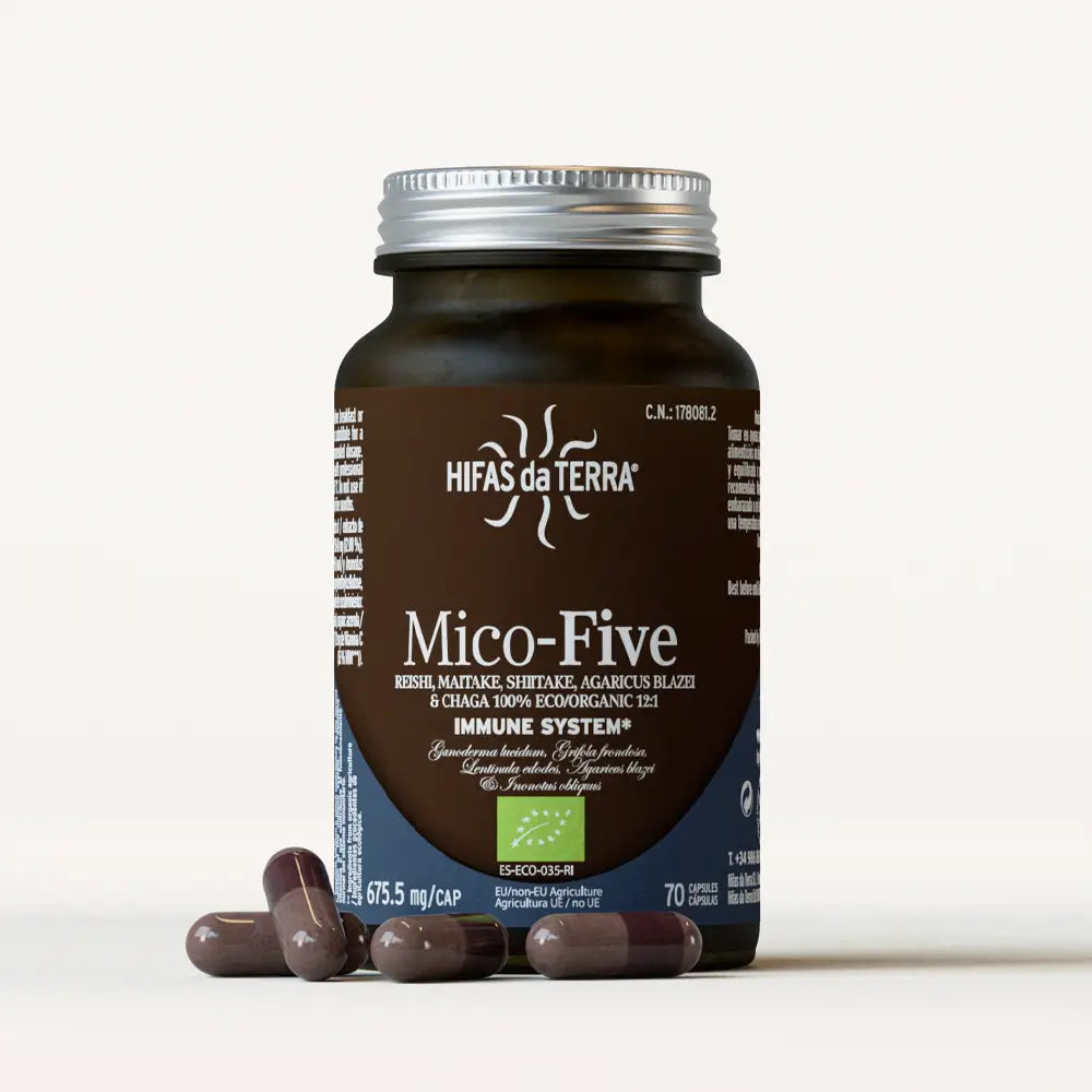 Mico-Five Extraits purs de Reishi, Shiitake, Maitake, Champignon du Soleil et Chaga