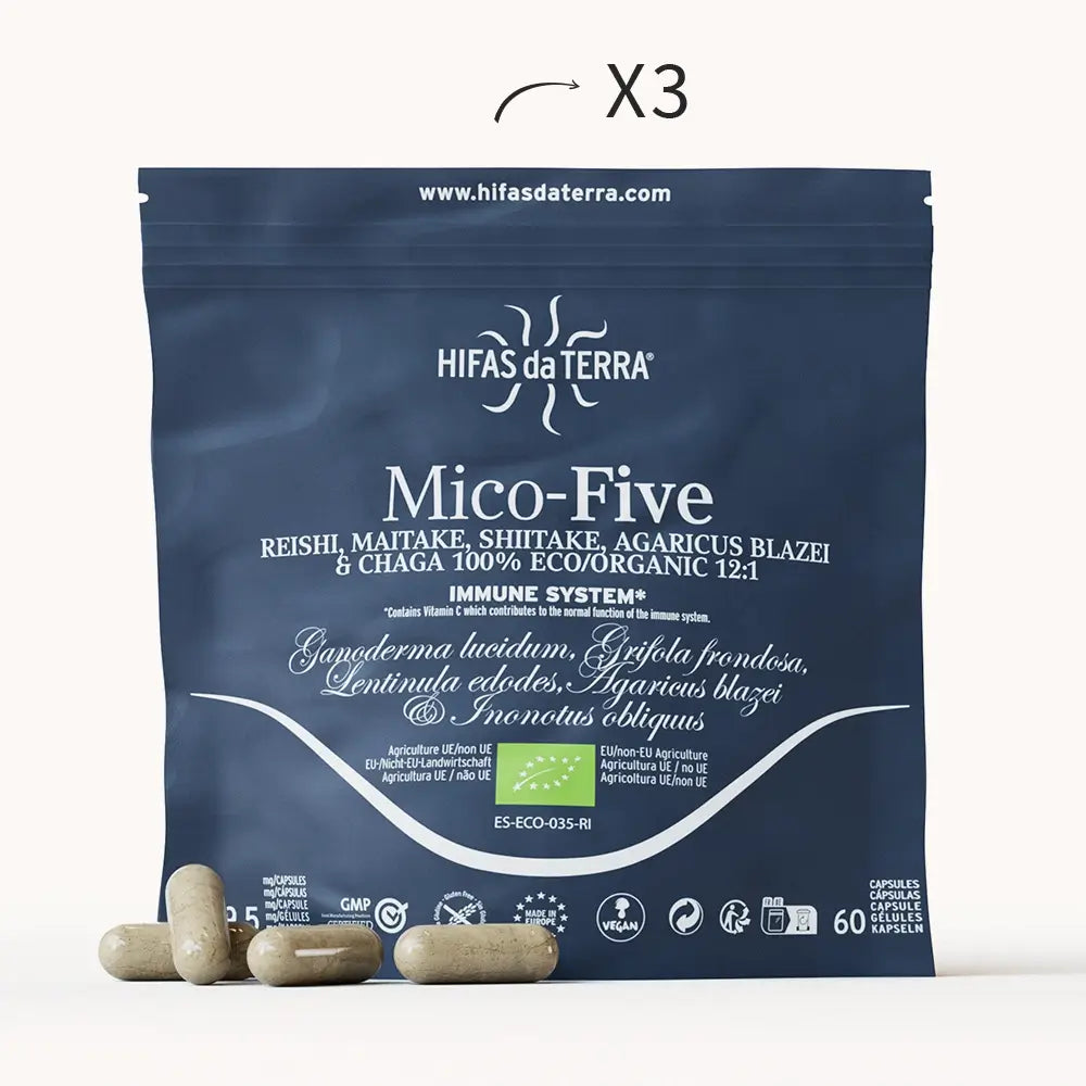 Mico-Five Extraits purs de Reishi, Shiitake, Maitake, Champignon du Soleil et Chaga