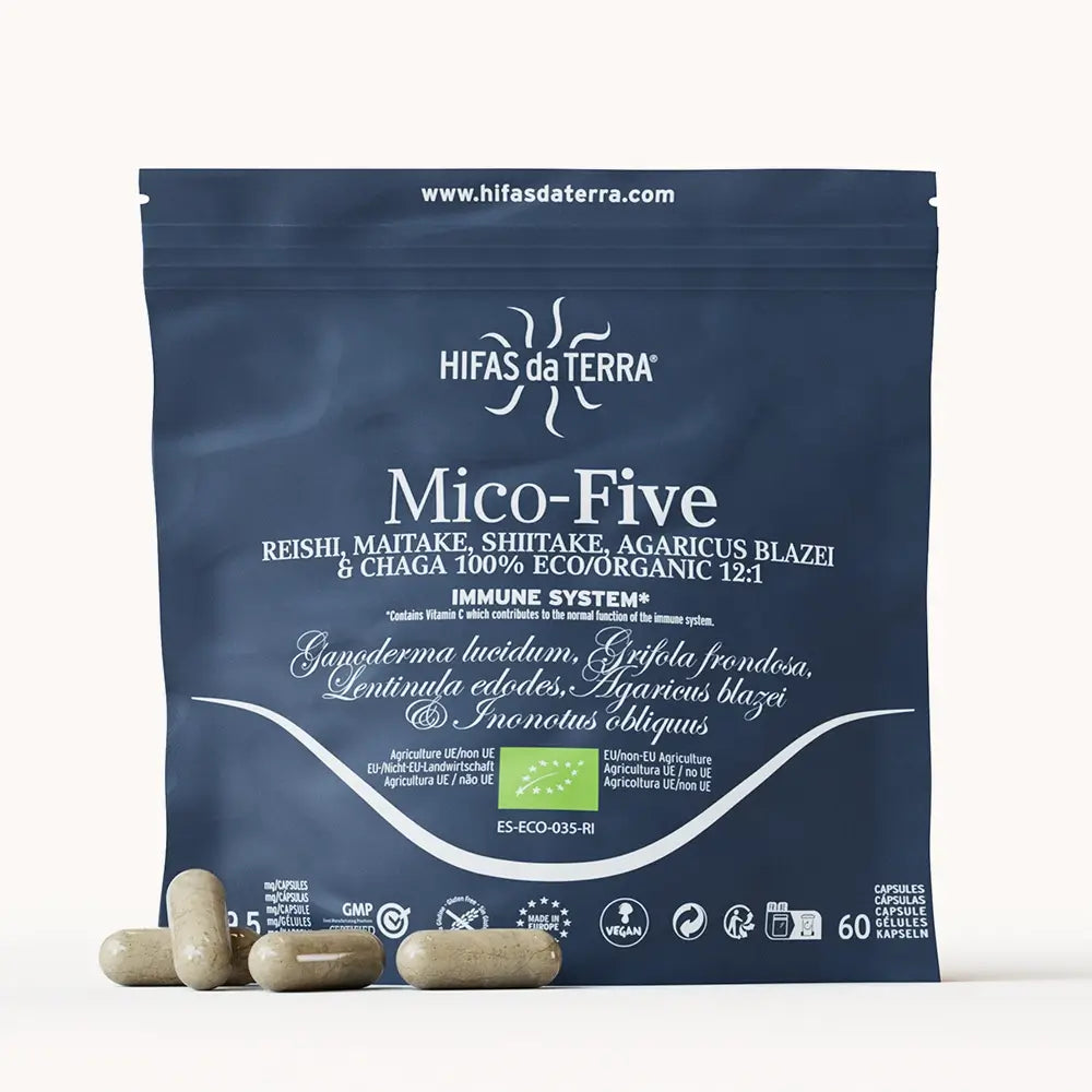 Mico-Five Extraits purs de Reishi, Shiitake, Maitake, Champignon du Soleil et Chaga