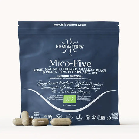 Mico-Five Pure Extracts da Reishi, Shiitake, Maitake, Fungo del sole e Chaga
