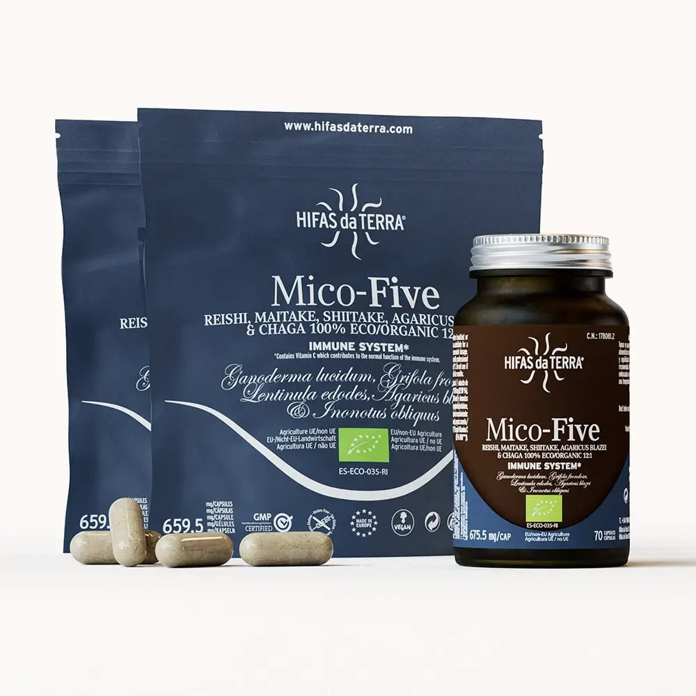 Mico-Five Extraits purs de Reishi, Shiitake, Maitake, Champignon du Soleil et Chaga