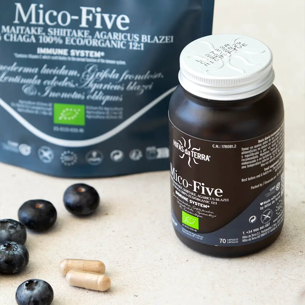 Mico-Five Extraits purs de Reishi, Shiitake, Maitake, Champignon du Soleil et Chaga